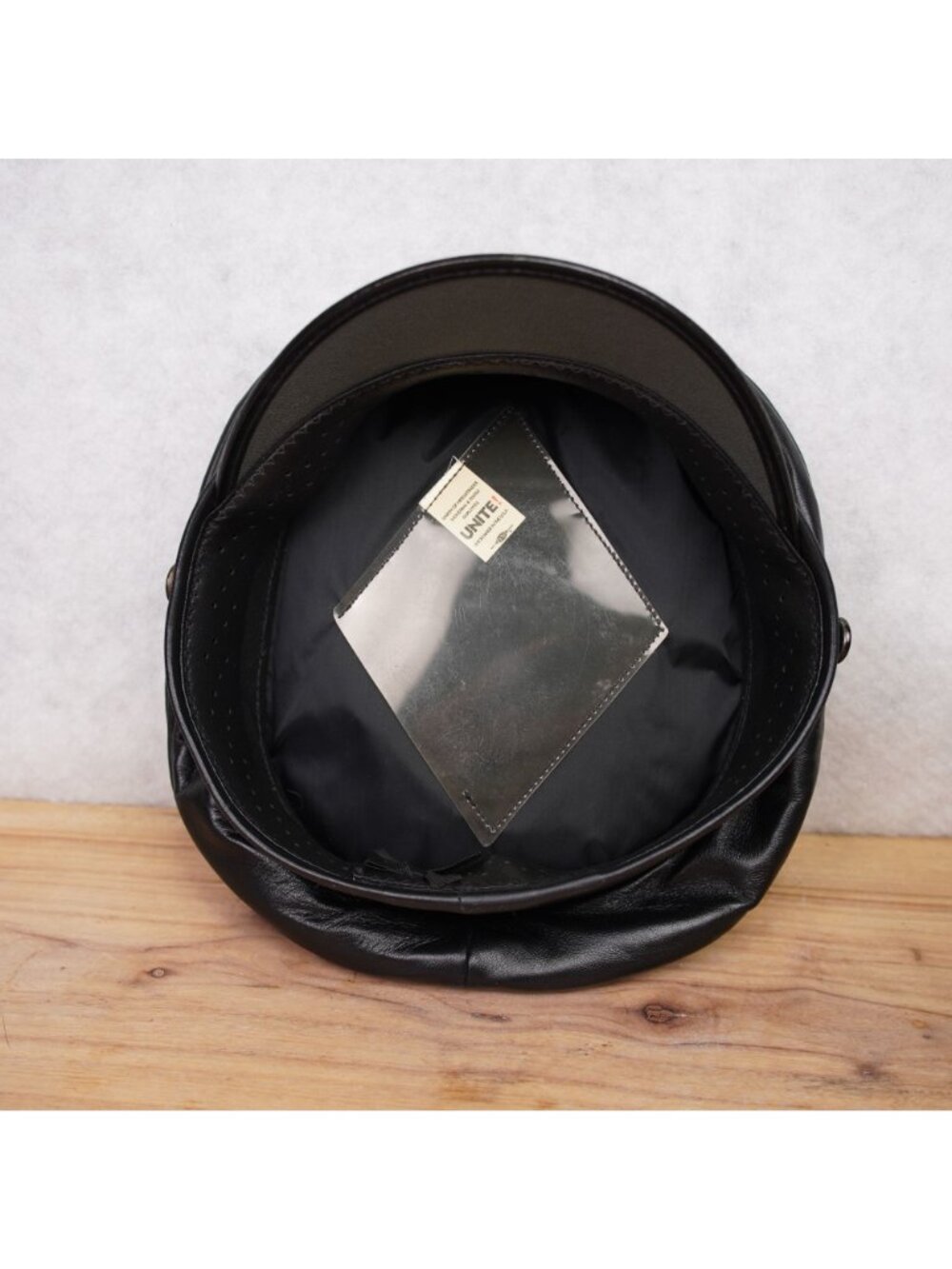Vintage Genuine Leather Black Army Muir Biker Peakerd Police Cap Hat Union Made - Picture 8 of 12